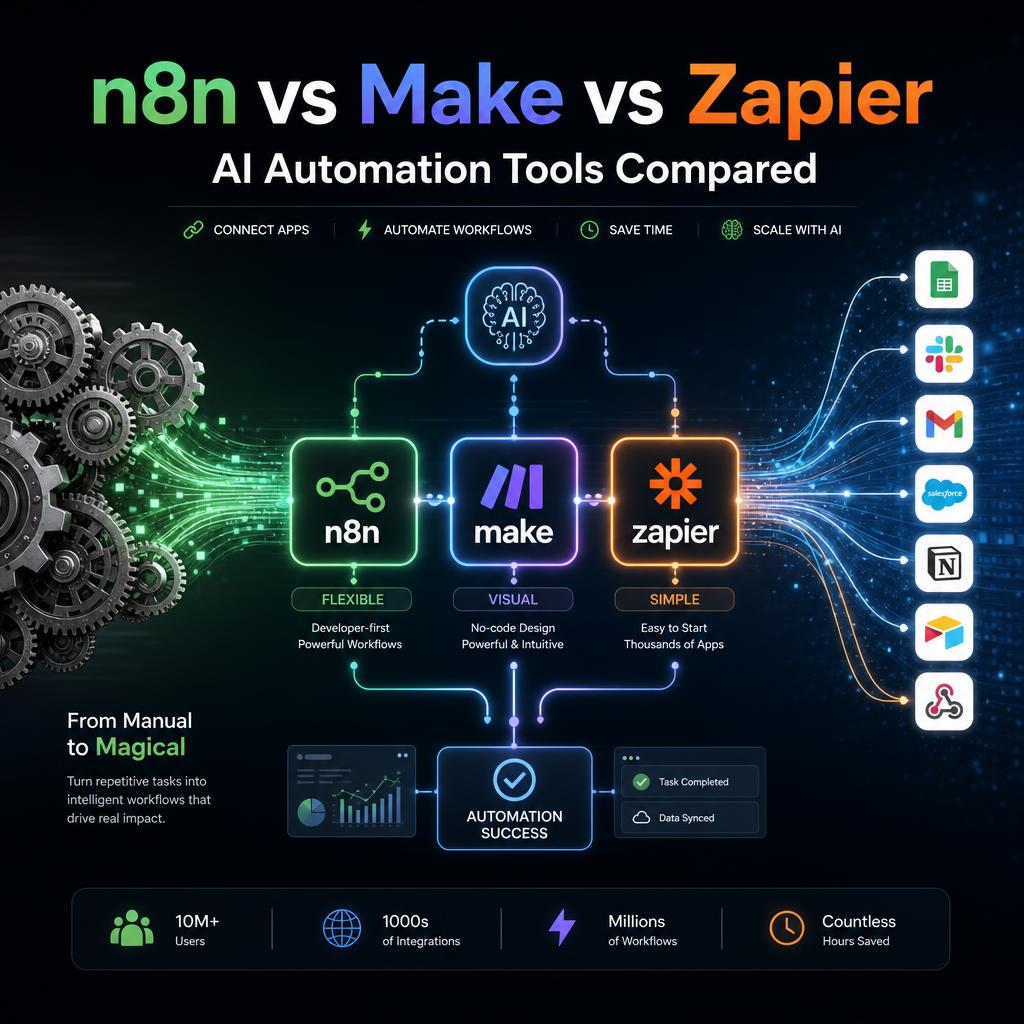 Best AI Automation Tools 2026: n8n, Make, and Zapier AI Compared