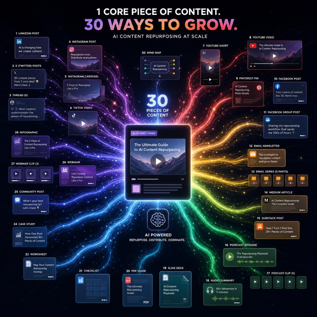 Best AI Tools for Content Repurposing 2026: Turn One Post into 30 Pieces of Content